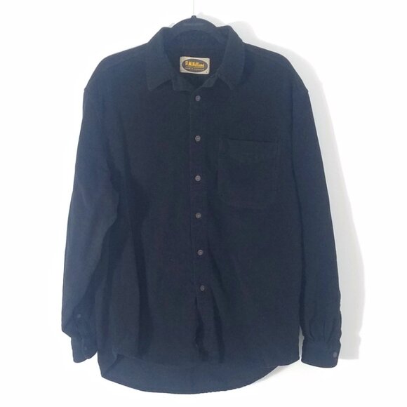 R.M. Williams Shirts Rm Williams Black Moleskin Shirt Logo Button Long Sleeve Made In